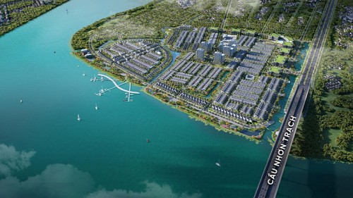 Toàn cảnh trên công trường thi công cầu Nhơn Trạch trên đường Vành Đai 3